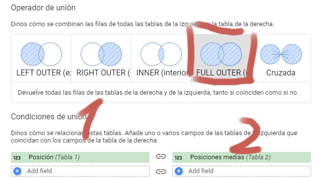 combinación de tablas