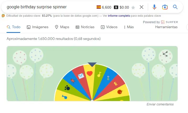 google easter egg surprise spinner